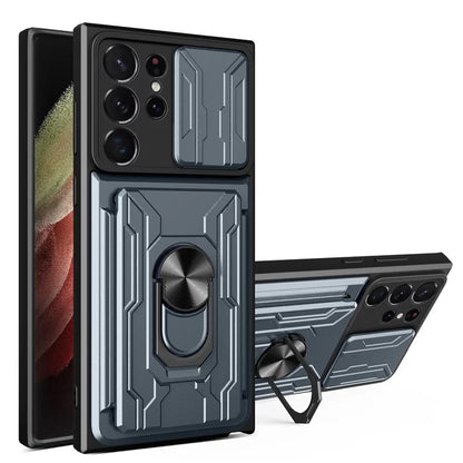 For Samsung Galaxy S24 Ultra Case Slide Lens Protection PC+TPU Phone Cover