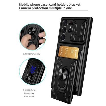 For Samsung Galaxy S24 Ultra Case Slide Lens Protection PC+TPU Phone Cover