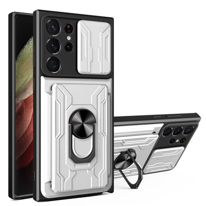 For Samsung Galaxy S24 Ultra Case Slide Lens Protection PC+TPU Phone Cover