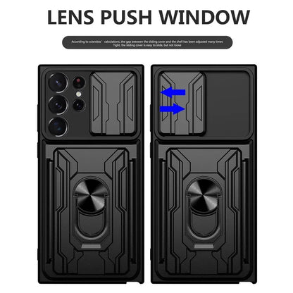 For Samsung Galaxy S24 Ultra Case Slide Lens Protection PC+TPU Phone Cover