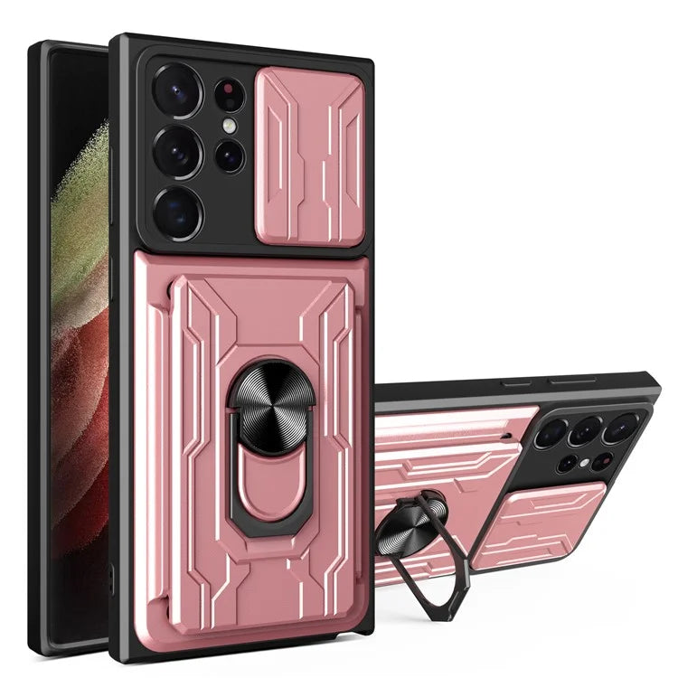 For Samsung Galaxy S24 Ultra Case Slide Lens Protection PC+TPU Phone Cover