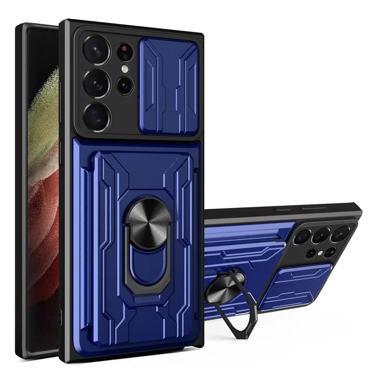 For Samsung Galaxy S24 Ultra Case Slide Lens Protection PC+TPU Phone Cover