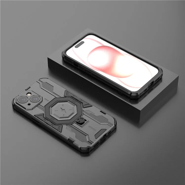 For iPhone 15 Ring Kickstand Cover Hybrid Hard PC Soft TPU Shockproof Phone Case