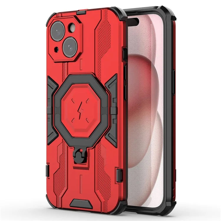 For iPhone 15 Ring Kickstand Cover Hybrid Hard PC Soft TPU Shockproof Phone Case