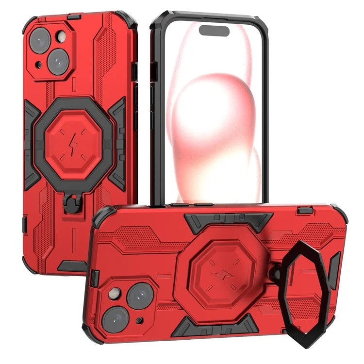 For iPhone 15 Ring Kickstand Cover Hybrid Hard PC Soft TPU Shockproof Phone Case