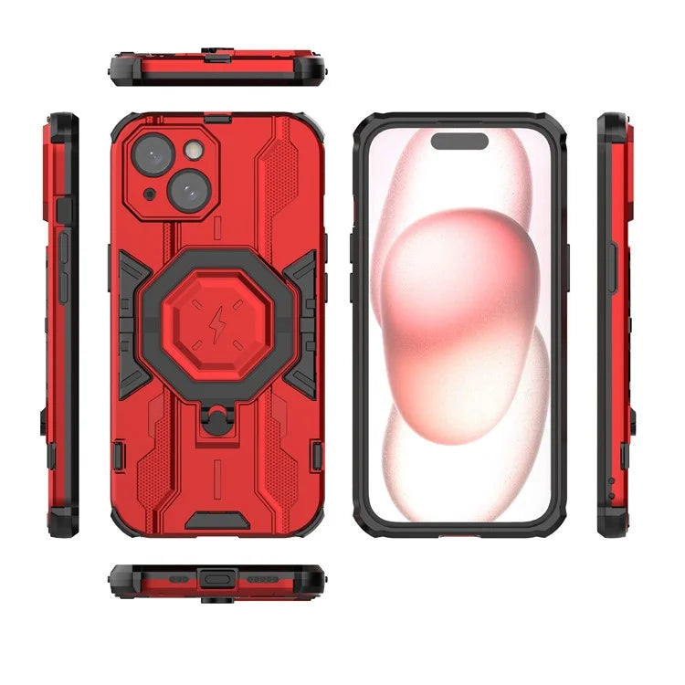 For iPhone 15 Ring Kickstand Cover Hybrid Hard PC Soft TPU Shockproof Phone Case