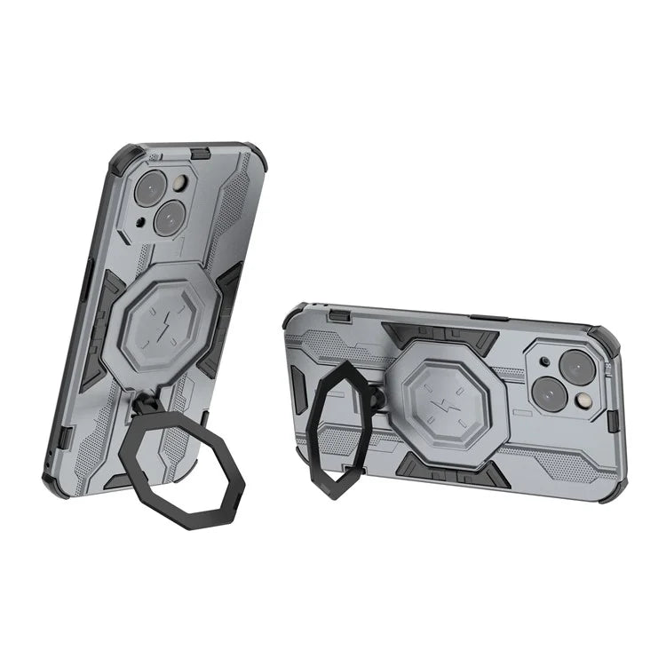 For iPhone 15 Ring Kickstand Cover Hybrid Hard PC Soft TPU Shockproof Phone Case