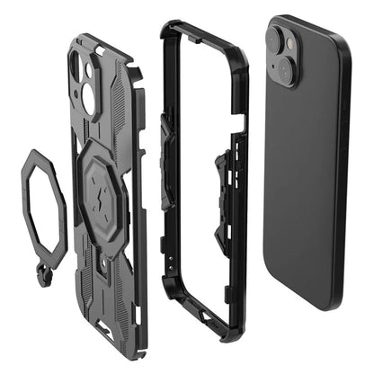 For iPhone 15 Ring Kickstand Cover Hybrid Hard PC Soft TPU Shockproof Phone Case