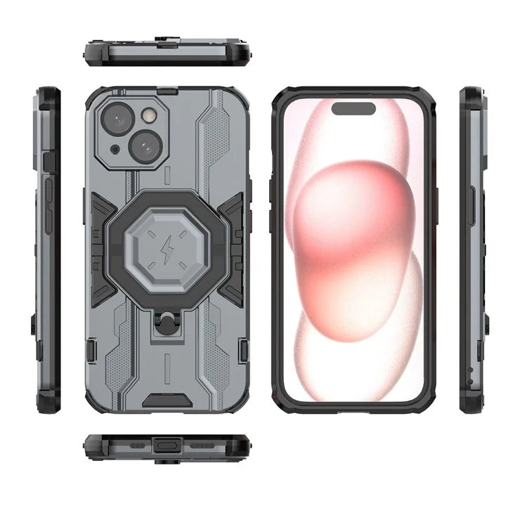 For iPhone 15 Ring Kickstand Cover Hybrid Hard PC Soft TPU Shockproof Phone Case