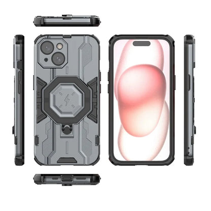 For iPhone 15 Ring Kickstand Cover Hybrid Hard PC Soft TPU Shockproof Phone Case