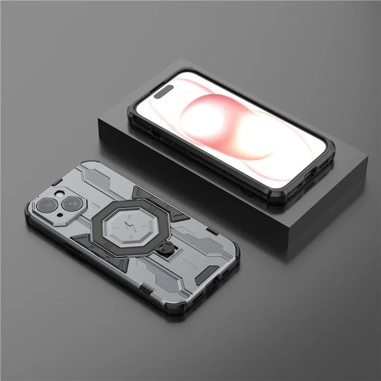 For iPhone 15 Ring Kickstand Cover Hybrid Hard PC Soft TPU Shockproof Phone Case