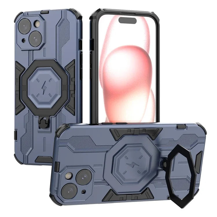 For iPhone 15 Ring Kickstand Cover Hybrid Hard PC Soft TPU Shockproof Phone Case
