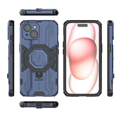For iPhone 15 Ring Kickstand Cover Hybrid Hard PC Soft TPU Shockproof Phone Case