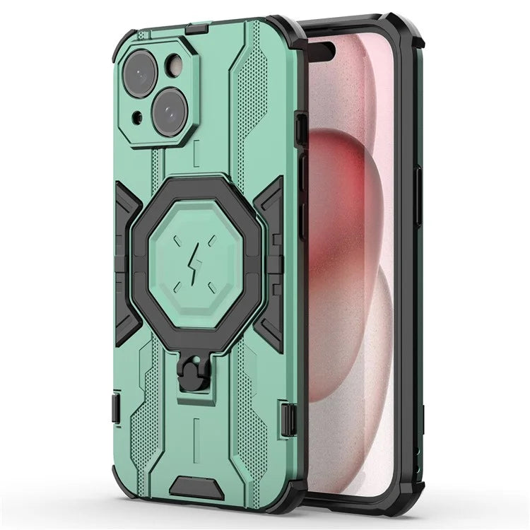 For iPhone 15 Ring Kickstand Cover Hybrid Hard PC Soft TPU Shockproof Phone Case