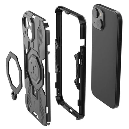 For iPhone 15 Ring Kickstand Cover Hybrid Hard PC Soft TPU Shockproof Phone Case