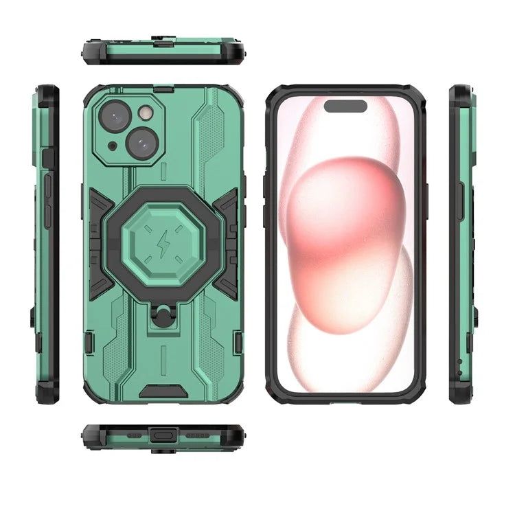For iPhone 15 Ring Kickstand Cover Hybrid Hard PC Soft TPU Shockproof Phone Case