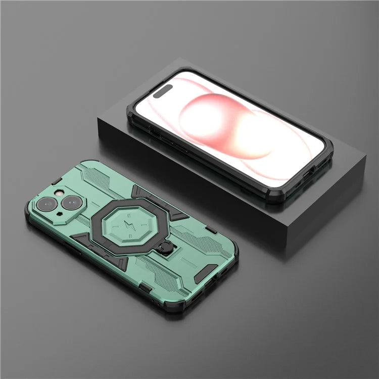For iPhone 15 Ring Kickstand Cover Hybrid Hard PC Soft TPU Shockproof Phone Case