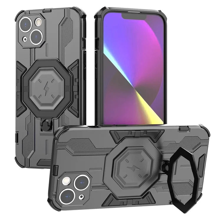For iPhone 14 PC+TPU Phone Case Ring Kickstand Protective Cover