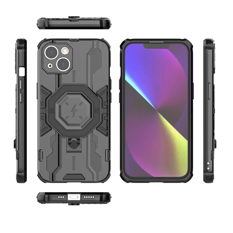 For iPhone 14 PC+TPU Phone Case Ring Kickstand Protective Cover