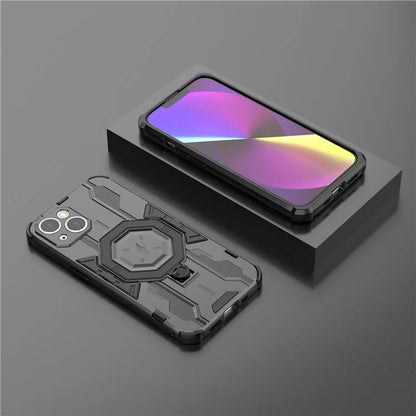 For iPhone 14 PC+TPU Phone Case Ring Kickstand Protective Cover