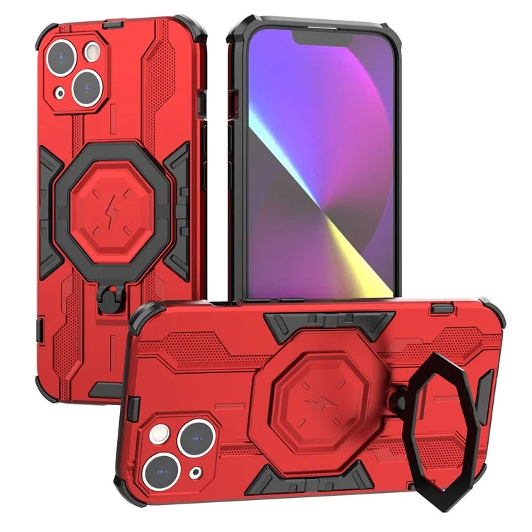 For iPhone 14 PC+TPU Phone Case Ring Kickstand Protective Cover