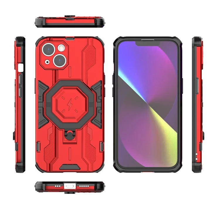 For iPhone 14 PC+TPU Phone Case Ring Kickstand Protective Cover