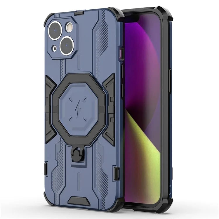 For iPhone 14 PC+TPU Phone Case Ring Kickstand Protective Cover