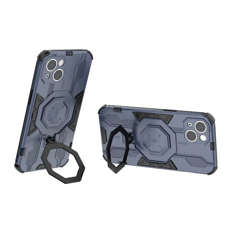 For iPhone 14 PC+TPU Phone Case Ring Kickstand Protective Cover