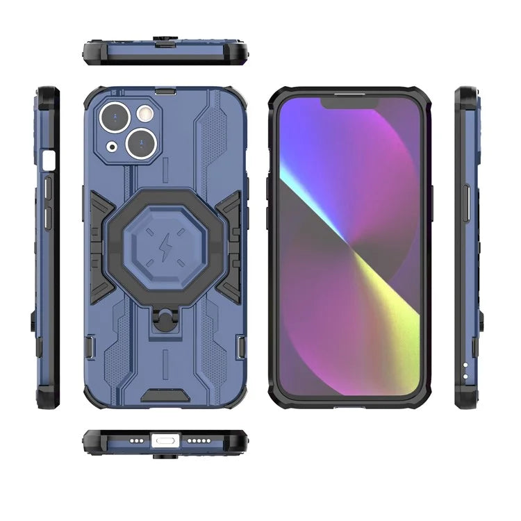 For iPhone 14 PC+TPU Phone Case Ring Kickstand Protective Cover