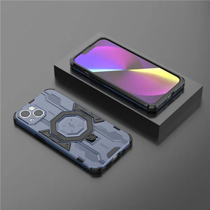 For iPhone 14 PC+TPU Phone Case Ring Kickstand Protective Cover