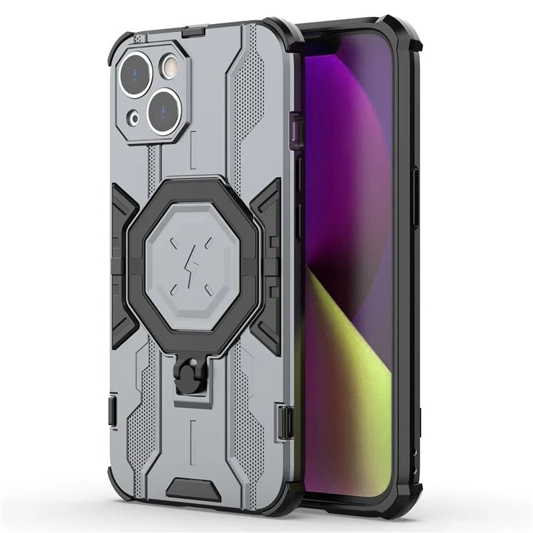 For iPhone 14 PC+TPU Phone Case Ring Kickstand Protective Cover