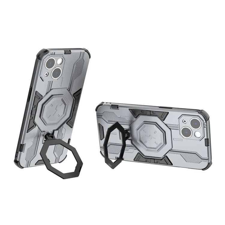 For iPhone 14 PC+TPU Phone Case Ring Kickstand Protective Cover