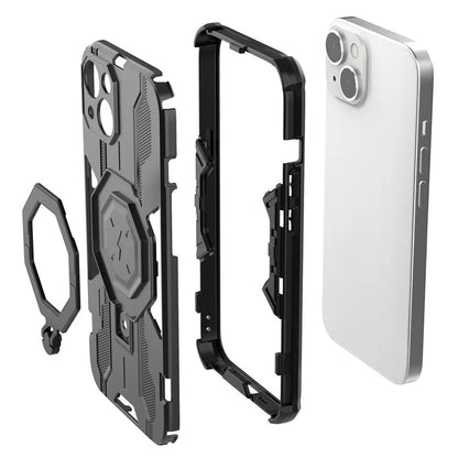 For iPhone 14 PC+TPU Phone Case Ring Kickstand Protective Cover