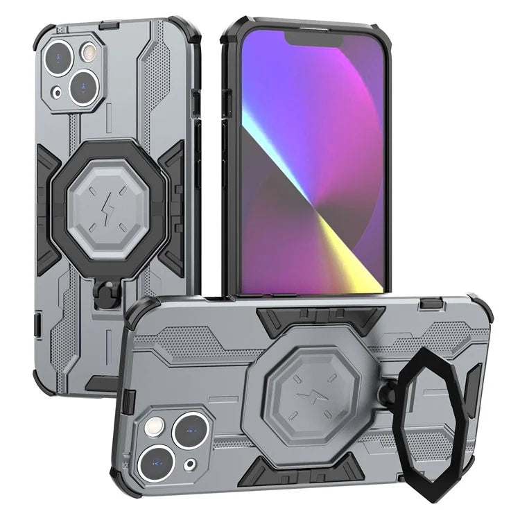For iPhone 14 PC+TPU Phone Case Ring Kickstand Protective Cover