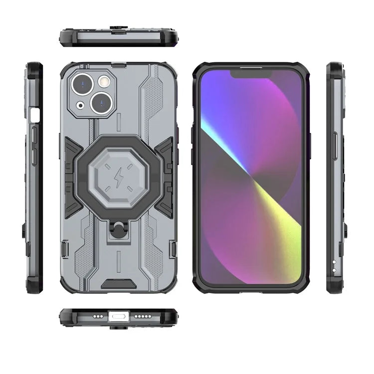 For iPhone 14 PC+TPU Phone Case Ring Kickstand Protective Cover