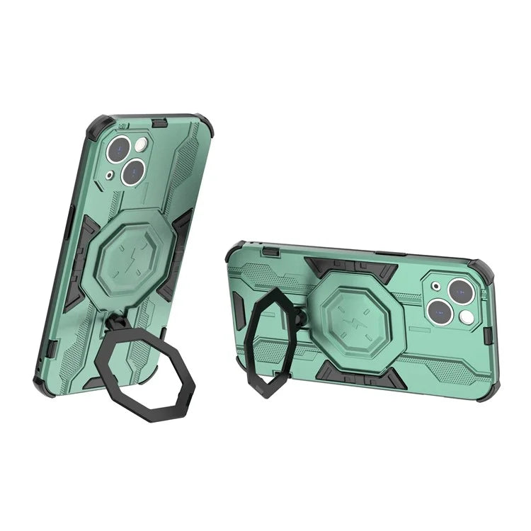 For iPhone 14 PC+TPU Phone Case Ring Kickstand Protective Cover