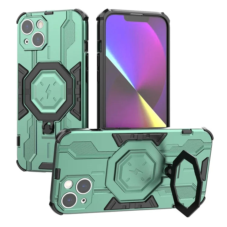 For iPhone 14 PC+TPU Phone Case Ring Kickstand Protective Cover