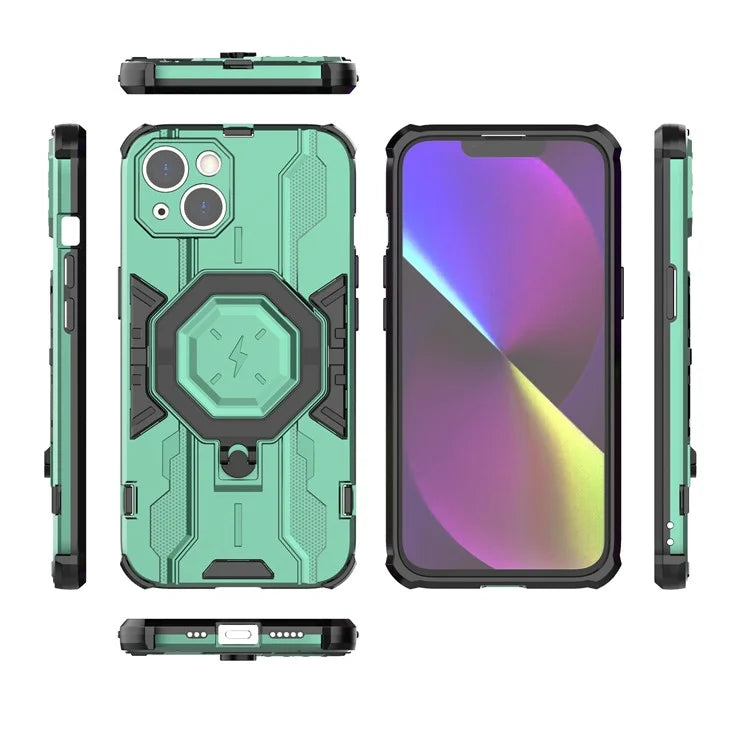 For iPhone 14 PC+TPU Phone Case Ring Kickstand Protective Cover