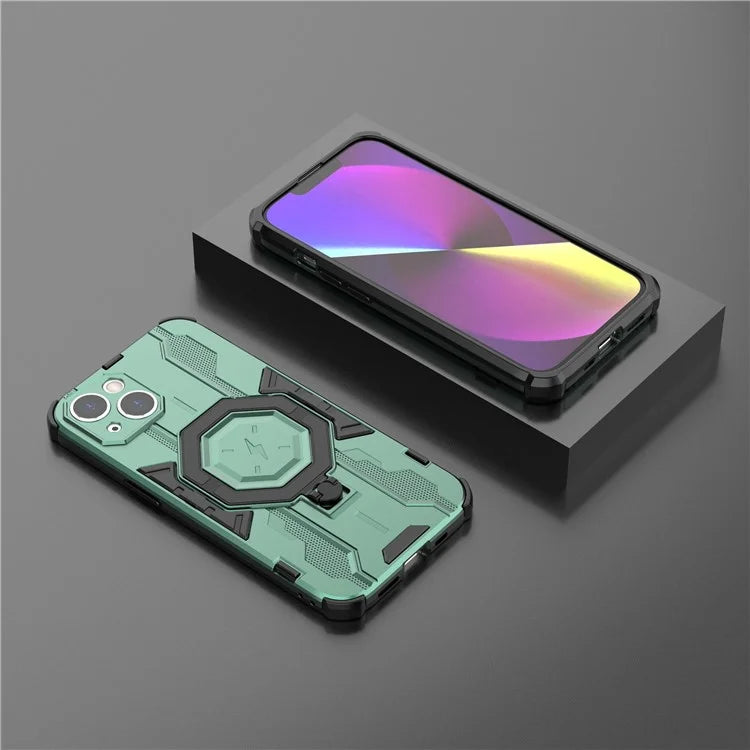 For iPhone 14 PC+TPU Phone Case Ring Kickstand Protective Cover