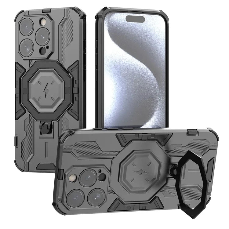 For iPhone 15 Pro Phone Case Kickstand Anti-Scratch Back Cover