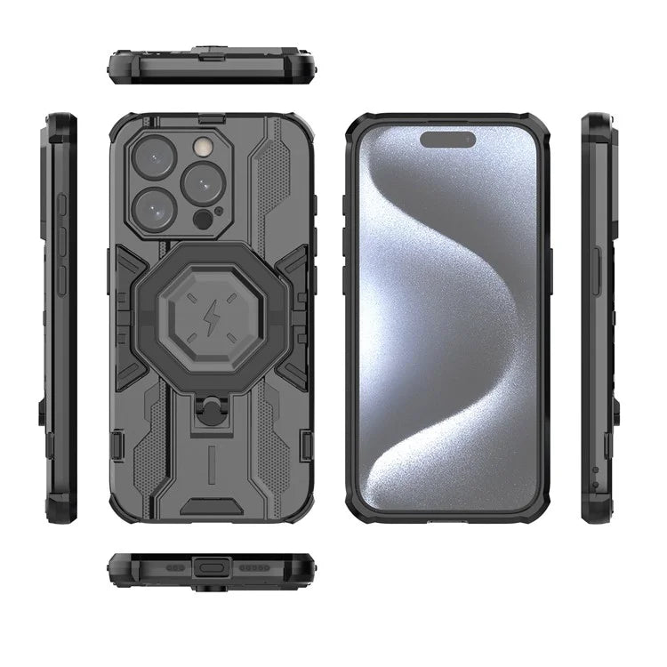 For iPhone 15 Pro Phone Case Kickstand Anti-Scratch Back Cover