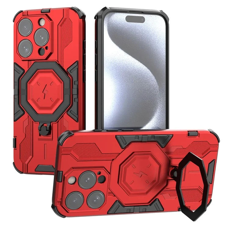 For iPhone 15 Pro Phone Case Kickstand Anti-Scratch Back Cover