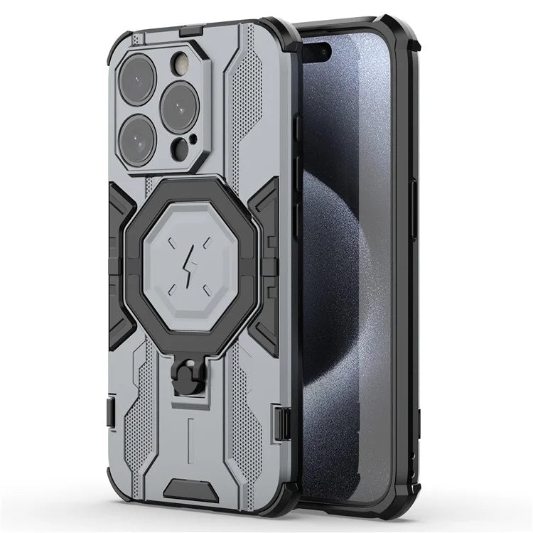 For iPhone 15 Pro Phone Case Kickstand Anti-Scratch Back Cover