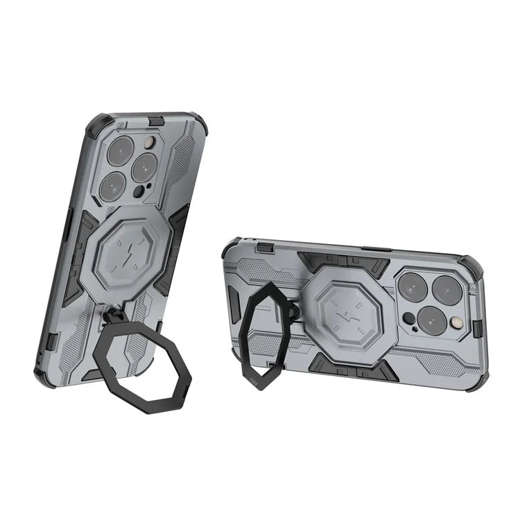 For iPhone 15 Pro Phone Case Kickstand Anti-Scratch Back Cover