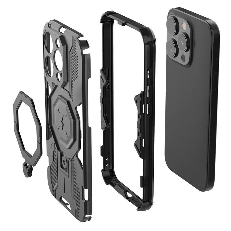For iPhone 15 Pro Phone Case Kickstand Anti-Scratch Back Cover