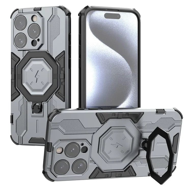 For iPhone 15 Pro Phone Case Kickstand Anti-Scratch Back Cover