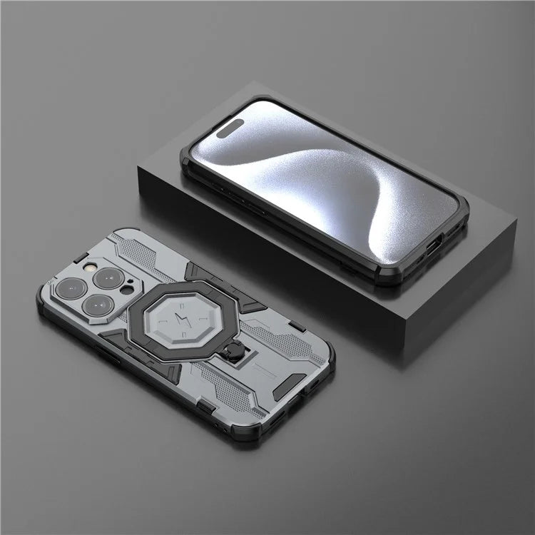 For iPhone 15 Pro Phone Case Kickstand Anti-Scratch Back Cover