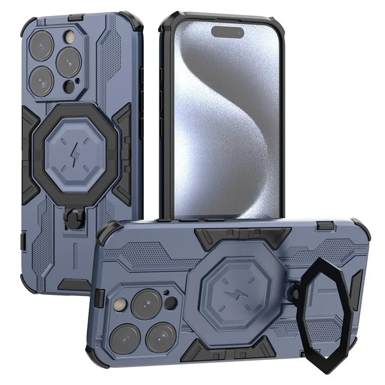 For iPhone 15 Pro Phone Case Kickstand Anti-Scratch Back Cover