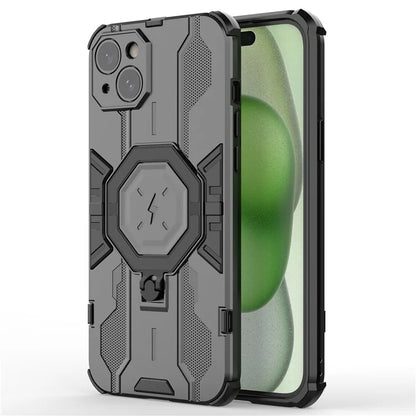 For iPhone 15 Plus Phone Cover Kickstand PC+TPU Protective Armor Case