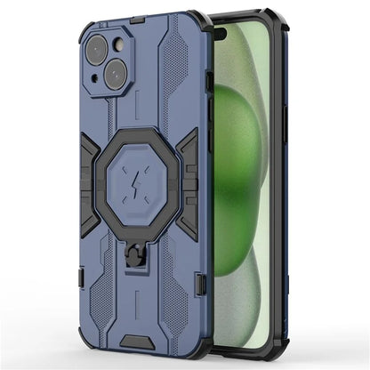 For iPhone 15 Plus Phone Cover Kickstand PC+TPU Protective Armor Case